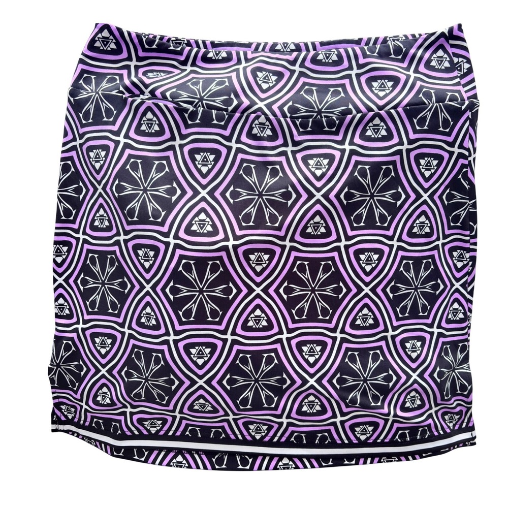 Golftini Golf Skort Womens Medium Sangria Purple Black Geometric Print Stretch